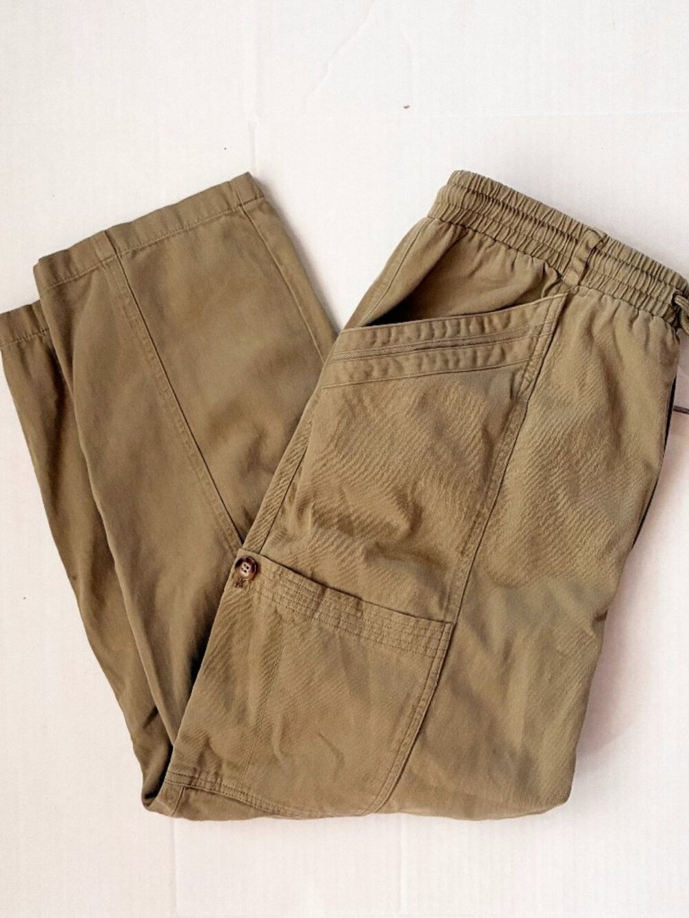 7 For All Mankind Utility Cargo Drawstring Pants Fall - L - Olive Green Khaki